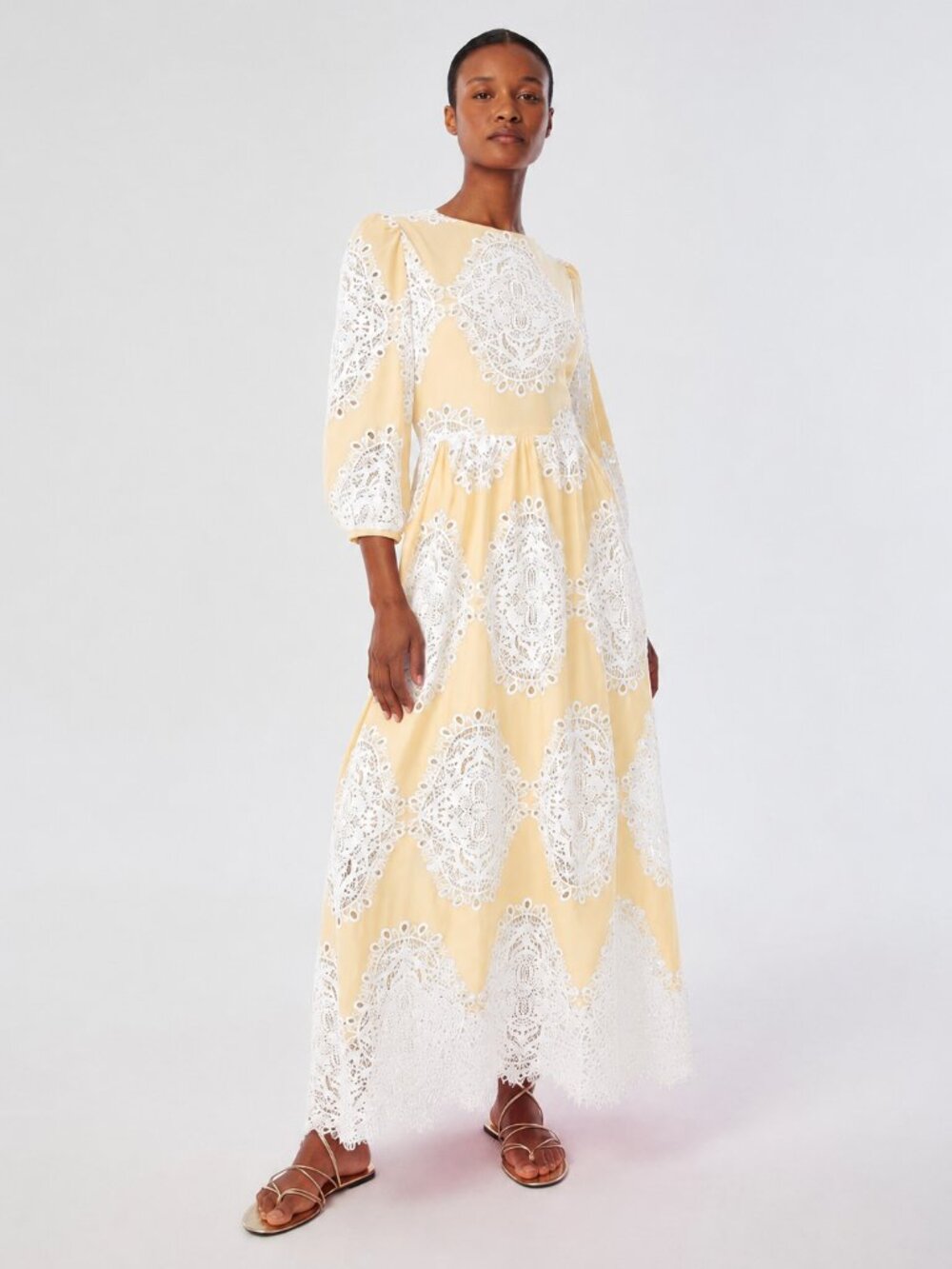 BORGO DE NOR Buttercream Constance Lace Midi Dress